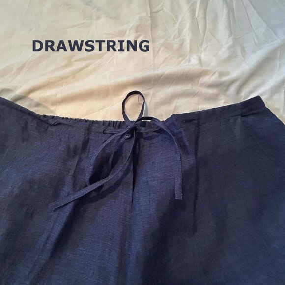 100% FINE LINEN PANTS, CHARCOAL BLUE, SIZE 24, HIDDEN FRONT FLY, TWO POCKETS - Picture 13 of 14